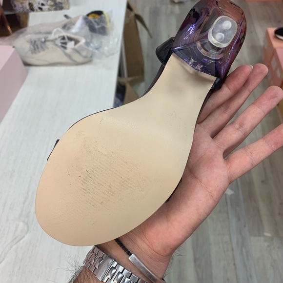 Empress Cone Wedge Glass Heel in Black Faux Leather - Picture 6 of 9